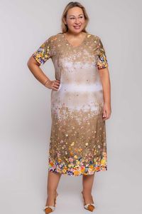 Brūna kleita ar ziedu rakstu - lielie izmēri sievietēm