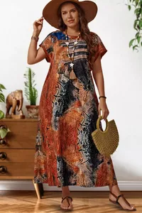 lielieizmeri Garā vasaras kleita ar abstraktu rakstu 32224756-SEH sievietēm