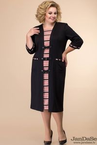 Melna kleita ar rozā apdari - lielie izmēri sievietēm