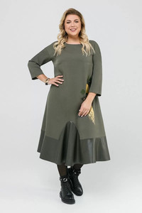 Haki krāsas kleita - lielie izmēri sievietēm
