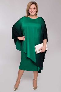 Zaļa kleita ar asimetrisku apmetni (25.03.) - lielie izmēri sievietēm