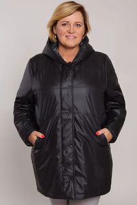 Melna virsjaka pavasarim ar kapuci - lielie izmēri sievietēm