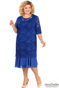 Rudzupuķu zila svētku kleita (DZXX) - lielie izmēri sievietēm