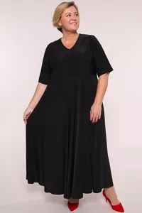 Garā svētku kleita melnā krāsā - lielie izmēri sievietēm