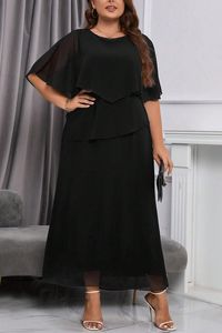 Melna šifona kleita svētkiem - lielie izmēri sievietēm
