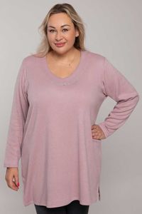 Rozā džemperis ar pērlītēm - lielie izmēri sievietēm