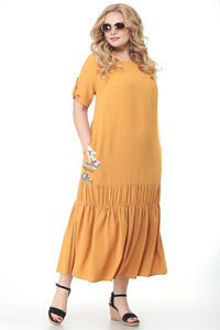 Sinpepju krāsas maksi kleita - lielie izmēri sievietēm