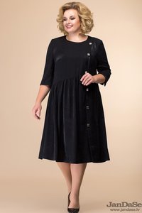 Melna kleita ar dekoratīvām pogām - lielie izmēri sievietēm
