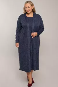 Tumši zila kleita ar jaku - lielie izmēri sievietēm
