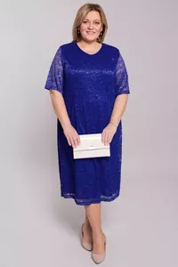 Rudzupuķu zila mežģīņu kleita - lielie izmēri sievietēm