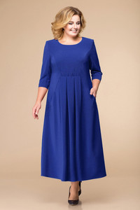 Koši zila, vienkrāsaina kleita - lielie izmēri sievietēm