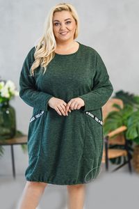 Tumši zaļa tunikkleita - lielie izmēri sievietēm