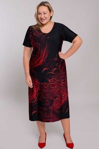 Melna kleita ar sarkaniem rakstiem (29.03.) - lielie izmēri sievietēm