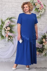 Rudzupuķu zila garā kleita - lielie izmēri sievietēm