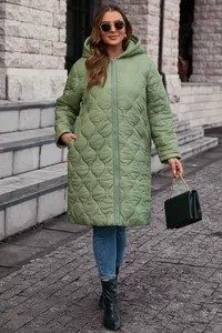 Zaļa virsjaka ar siltinājumu - lielie izmēri sievietēm