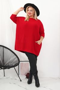 Sarkans sieviešu džemperis - lielie izmēri sievietēm