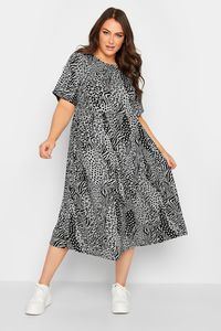 Melnbalta kleita ar leopardrakstu - lielie izmēri sievietēm