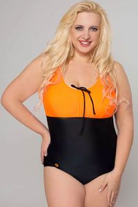Oranžs un melns peldkostīms - lielie izmēri sievietēm