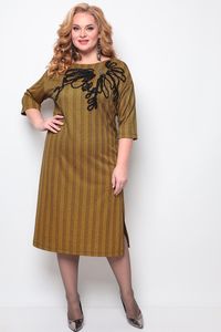 Sinepju krāsas kleita - lielie izmēri sievietēm