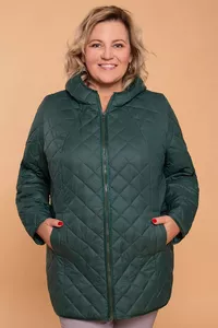 Zaļa pavasara/rudens sezonas virsjaka ar kapuci (05.04.) - lielie izmēri sievietēm