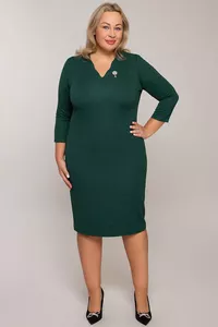 Tumši zaļa svētku kleita ar piespraudi - lielie izmēri sievietēm