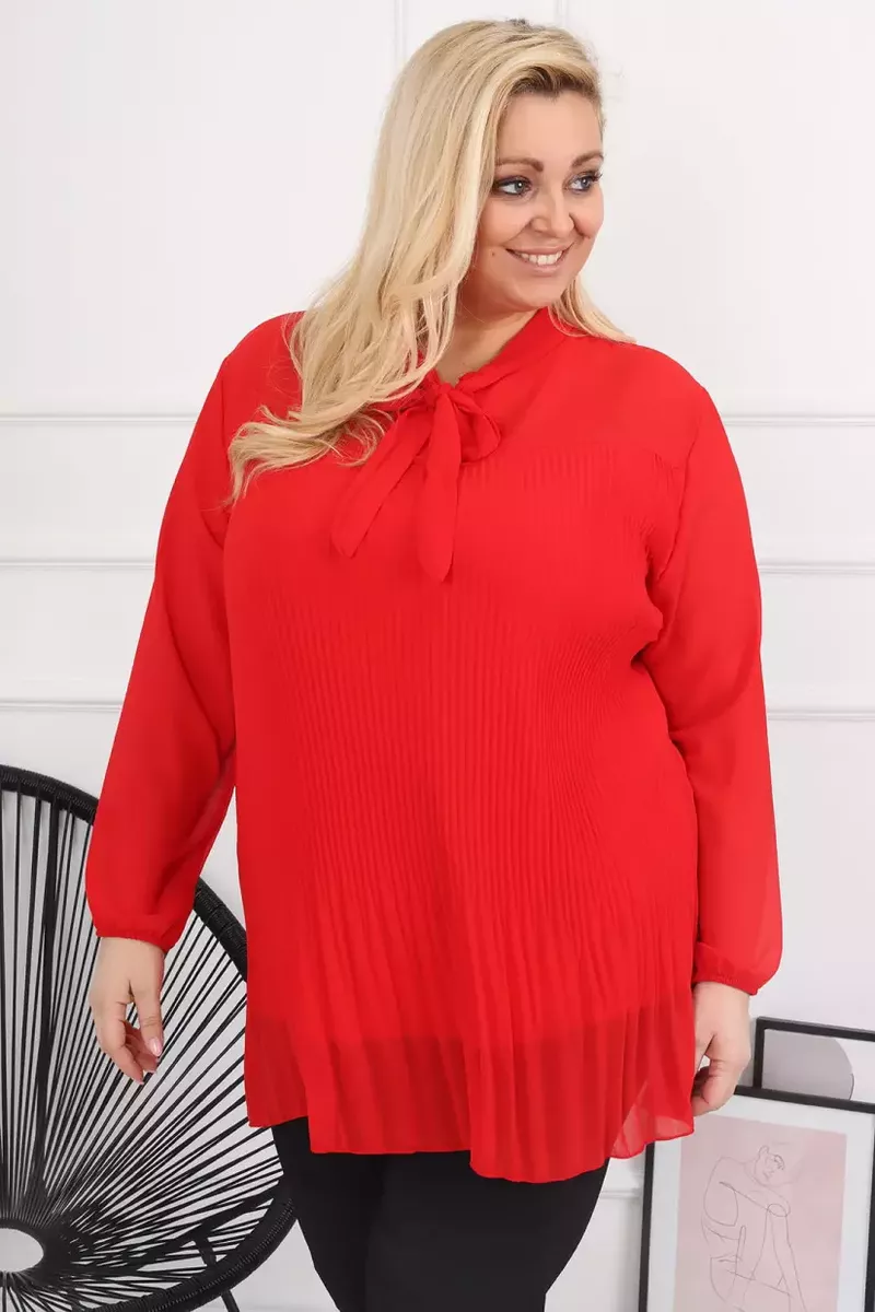 Sarkana šifona blūze-lielie izmēri, lielie izmēri i-veikalā jandase.lv