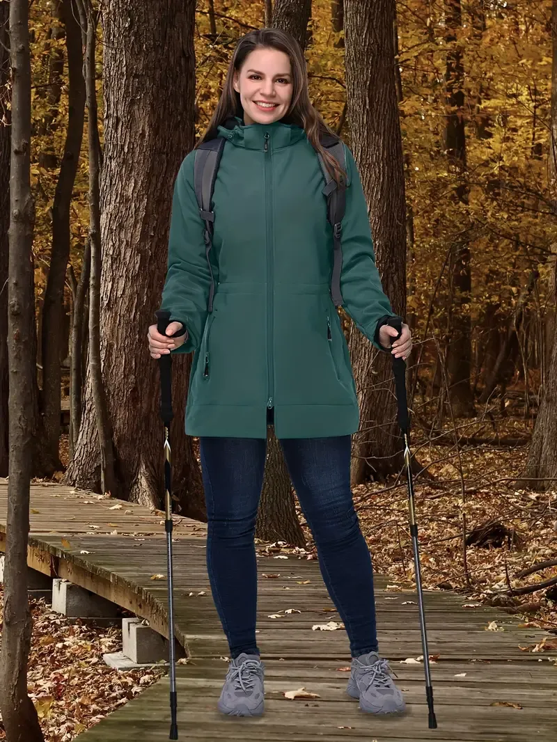 Jūraszaļa virsjaka ar kapuci, lielie izmēri i-veikalā jandase.lv