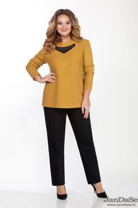 Bikškostīms ar dzeltenu džemperi - lielie izmēri sievietēm