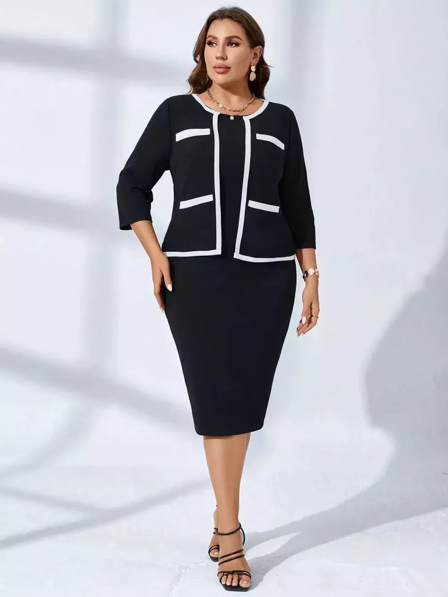 Kostīms ar baltām līnijām, lielie izmēri i-veikalā jandase.lv