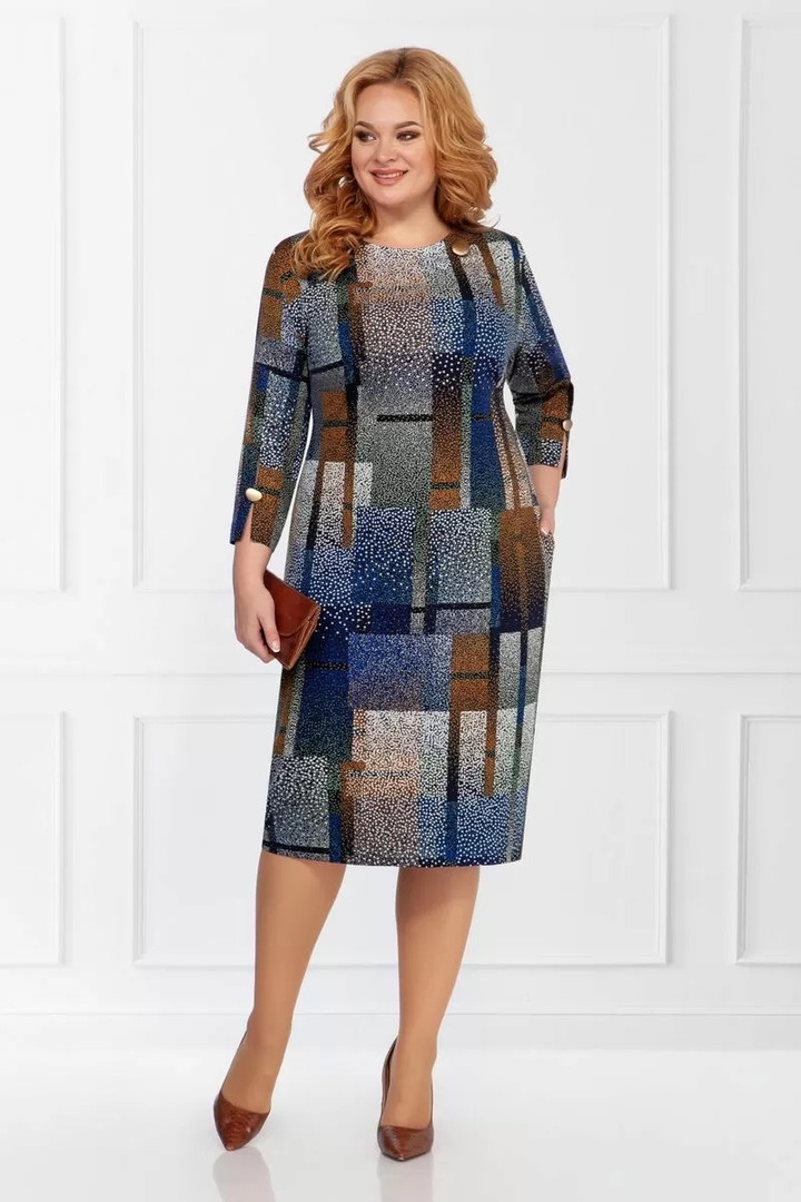 Daudzkrāsaina kleita ar rūtiņām, lielie izmēri i-veikalā jandase.lv