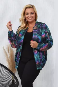Stilīga jaka ar krāsainu rakstu - lielie izmēri sievietēm