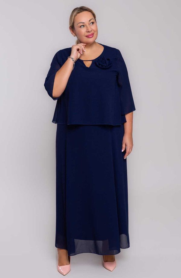 Tumši zila svētku kleita, lielie izmēri i-veikalā jandase.lv