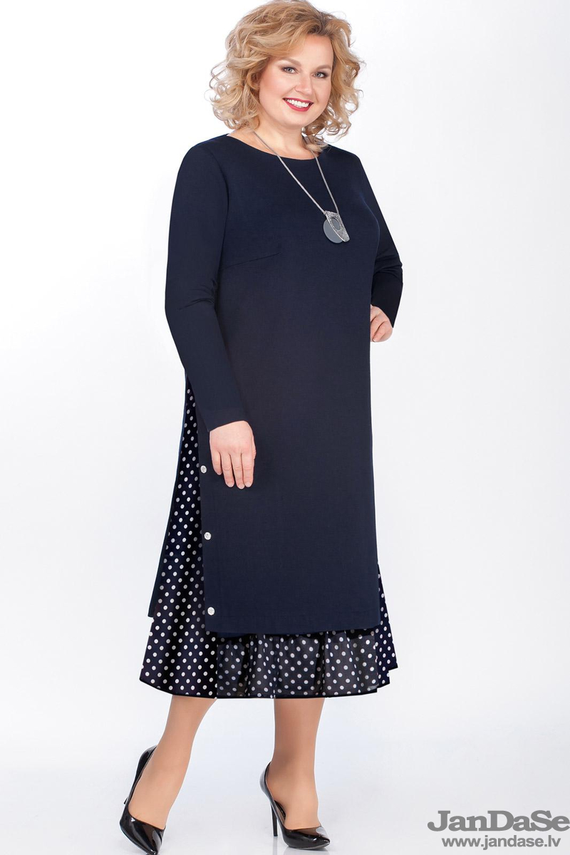 Tumši zila kleita, lielie izmēri i-veikalā jandase.lv
