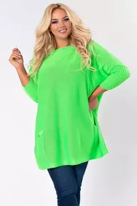 Koši zaļš sieviešu džemperis - lielie izmēri sievietēm
