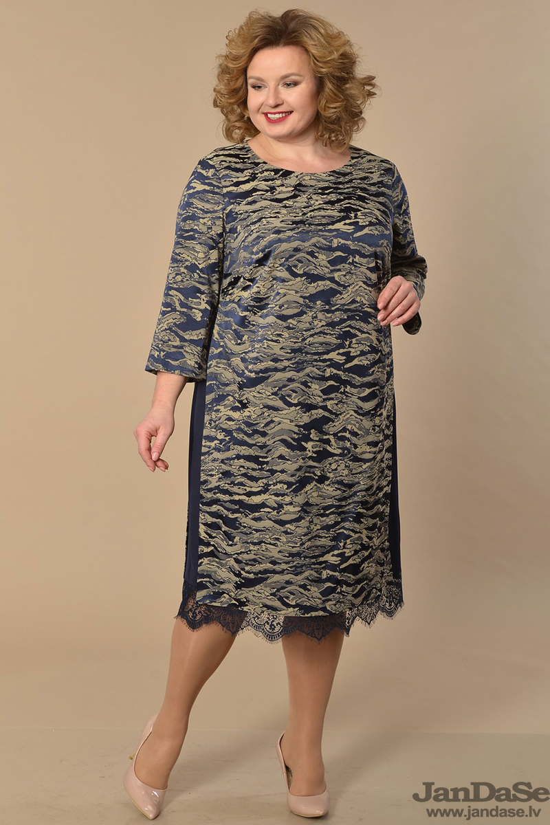 Tumša zila kleita ar mežģīni, lielie izmēri i-veikalā jandase.lv