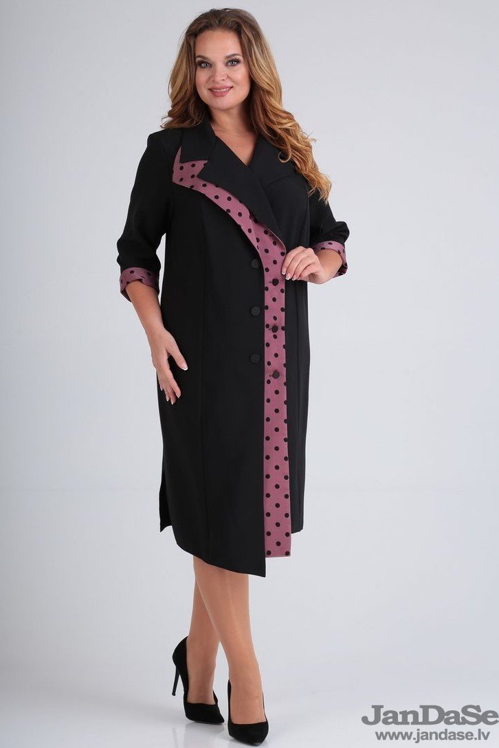 Melna kleita ar punktainu ielaidumu, lielie izmēri i-veikalā jandase.lv