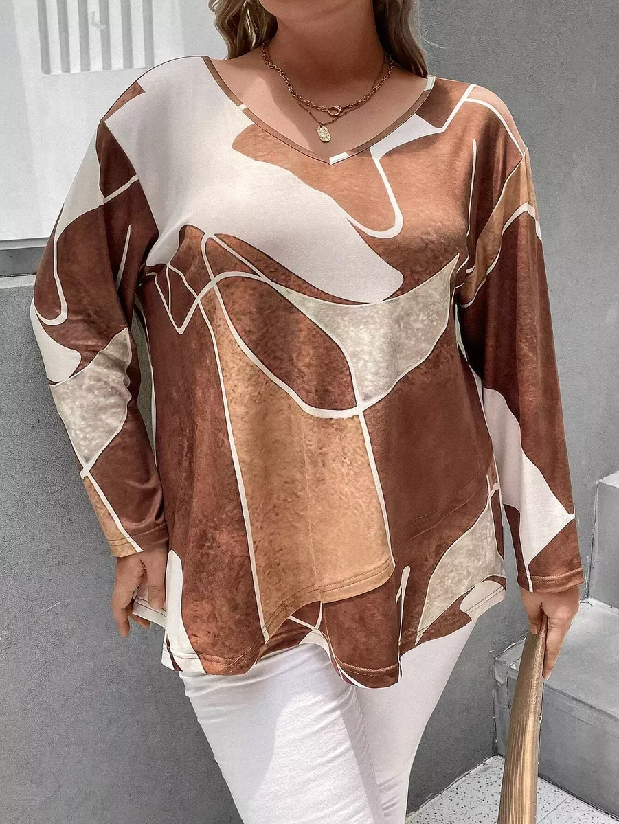 Liela izmēra tunika brūnos un bēšos toņos, lielie izmēri i-veikalā jandase.lv