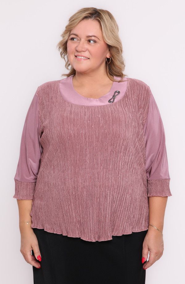 Vecrozā plisēta liela izmēra blūze svētkiem, lielie izmēri i-veikalā jandase.lv