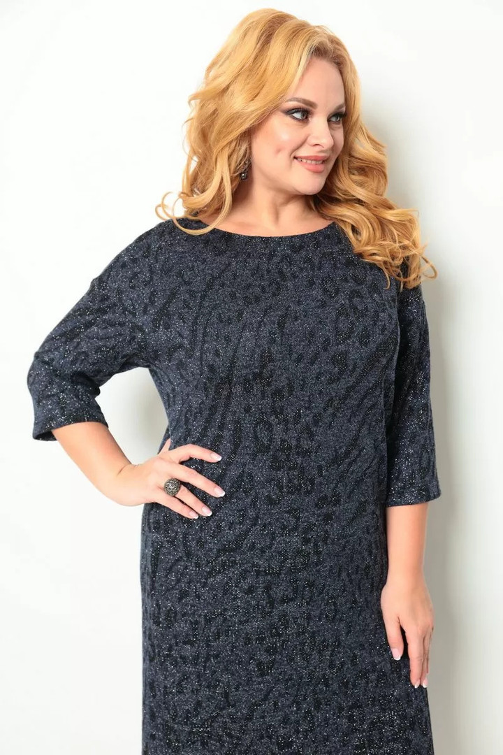 NAV PIEEJAMS | Недоступен | Out Of Stock Tumši zila kleita ar apdruku, lielie izmēri i-veikalā jandase.lv