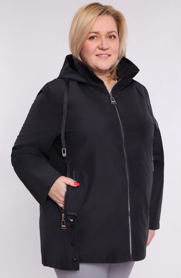 Melna virsjaka pavasarim ar kapuci, lielie izmēri i-veikalā jandase.lv