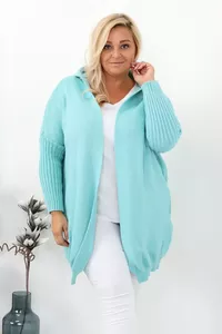 Piparmētru krāsas jaka bez aizdares - lielie izmēri sievietēm