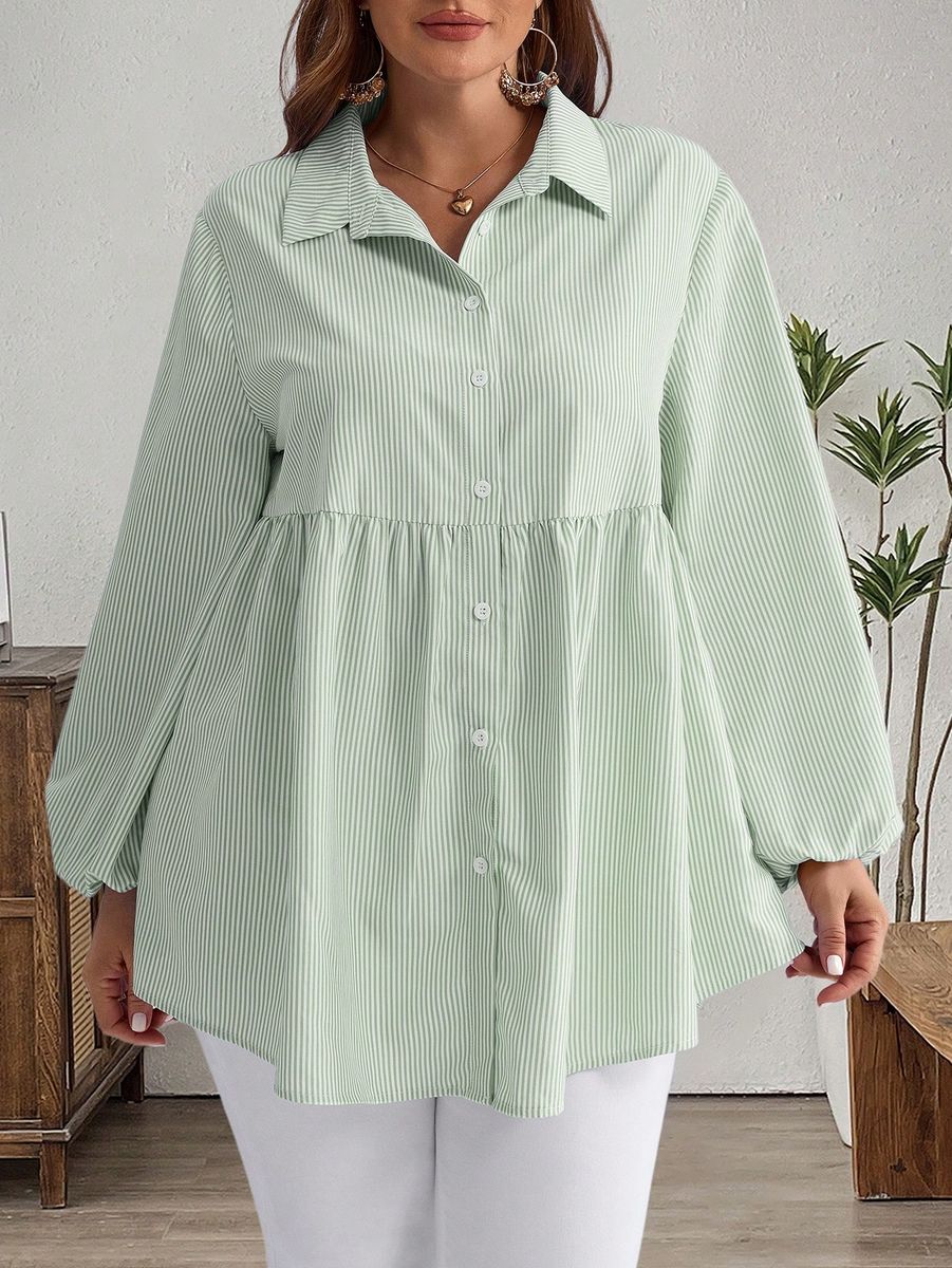 Gaiša blūze ar svītriņām, lielie izmēri i-veikalā jandase.lv