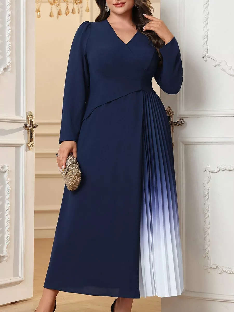 Zila kleita ar flizētu ielaidumu, lielie izmēri i-veikalā jandase.lv