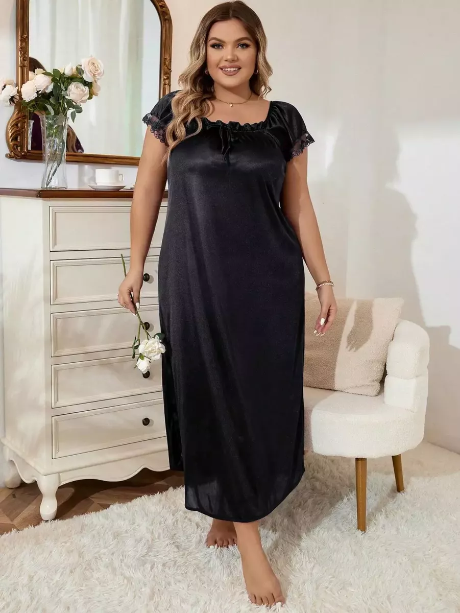 Melns naktskrekls ar mežģīni, lielie izmēri i-veikalā jandase.lv