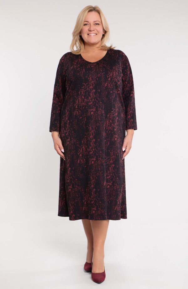 Melna ar bordo kleita, lielie izmēri i-veikalā jandase.lv