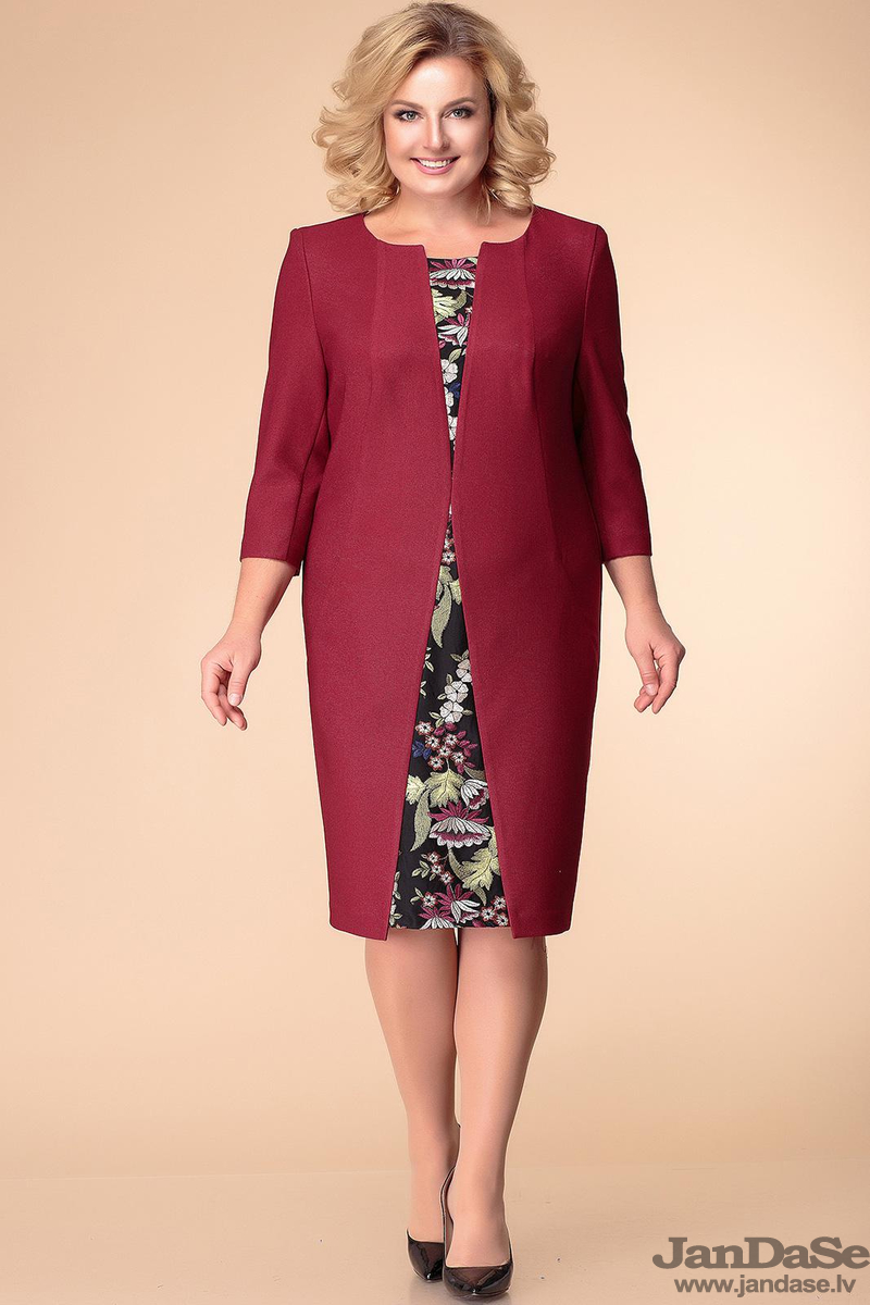 Vīnsarkana kleita, lielie izmēri i-veikalā jandase.lv