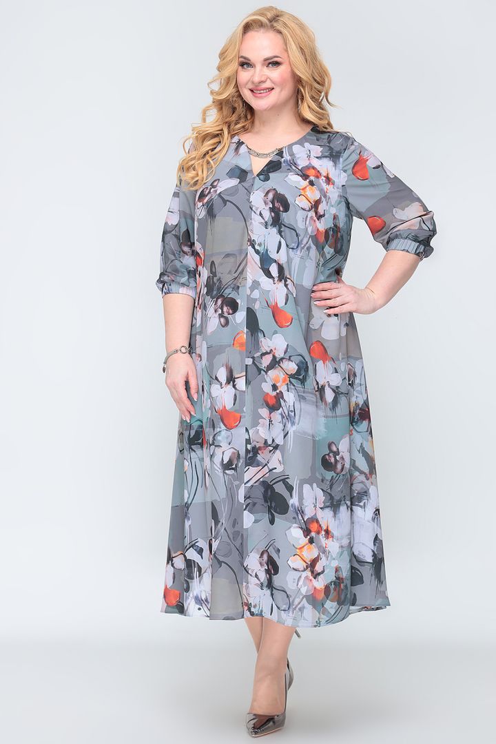 Gaisīga kleita pelēkos toņos, lielie izmēri i-veikalā jandase.lv