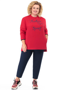 Brīvā laika kostīms ar sarkanu jaku - lielie izmēri sievietēm