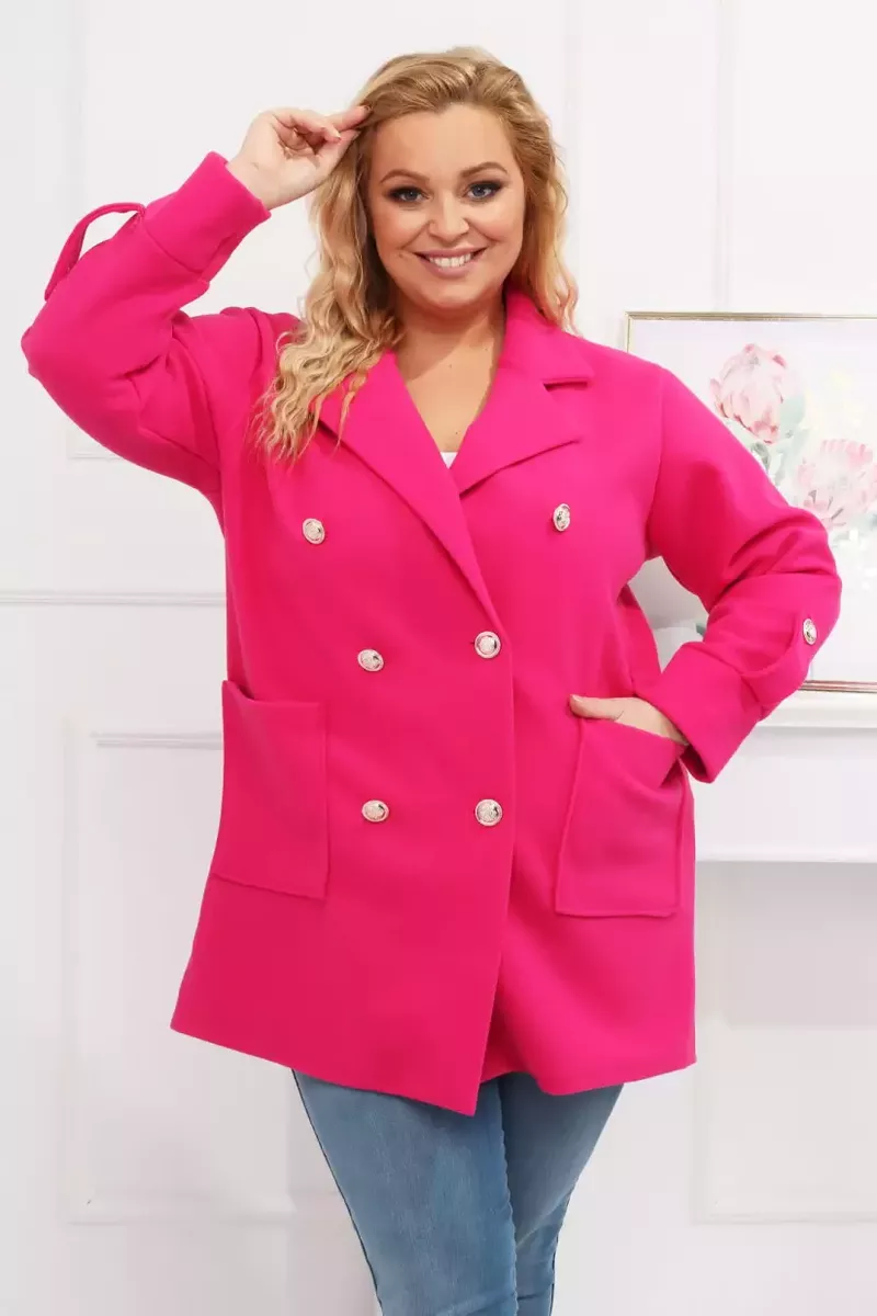 Fuksiju krāsas pusmētelis, lielie izmēri i-veikalā jandase.lv