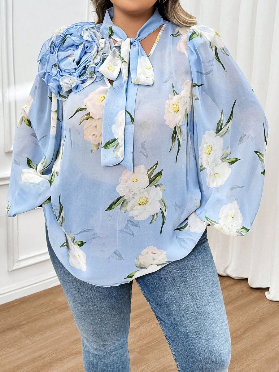 Gaiša blūze ar sasienamu apkakli, lielie izmēri i-veikalā jandase.lv